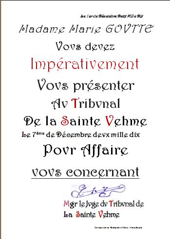 Affiche Conférence Francs Juges de la Sainte Vehme